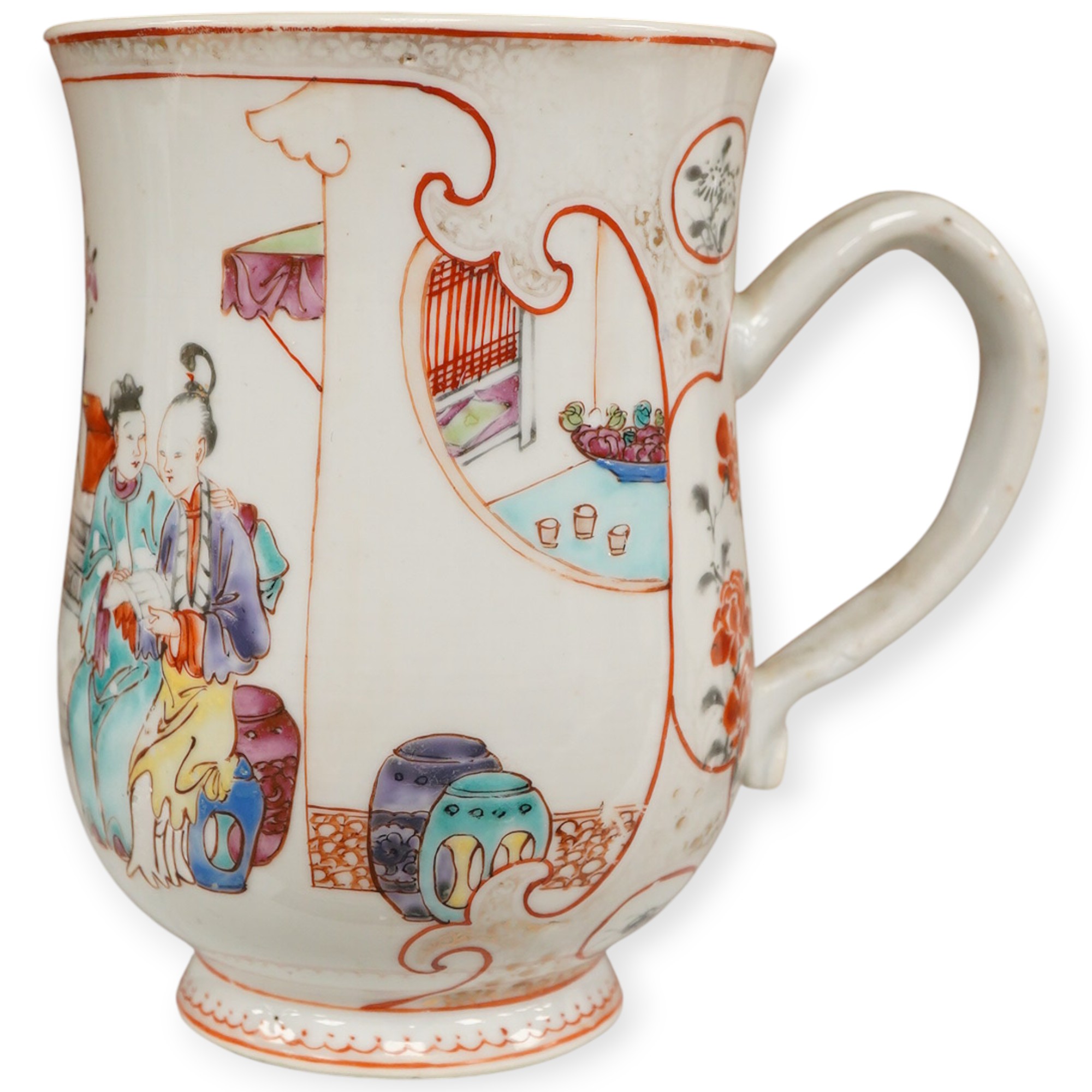An 18th century Chinese export famille rose mug- 15cm high